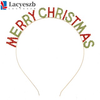 Lacyeszb ที่คาดผม อัลลอย ลายตัวอักษร Merry Christmas หรูหรา สไตล์เกาหลี สําหรับของขวัญคริสต์มาส