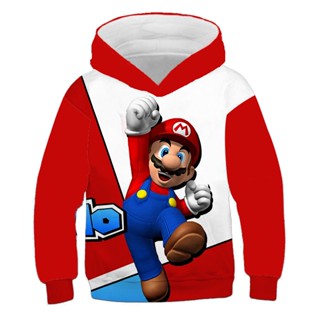 เสื้อกันหนาว มีฮู้ด พิมพ์ลายการ์ตูน Super Mario 3 มิติ แฟชั่นฤดูใบไม้ร่วง และฤดูหนาว สําหรับเด็กผู้ชาย และเด็กผู้หญิง 2023