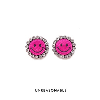 ต่างหู Smiley สีชมพู ต่างหูคลิป ต่างหูก้านเงินแท้ น้ำหนักเบา UA0885-05 Unreasonable Accessories