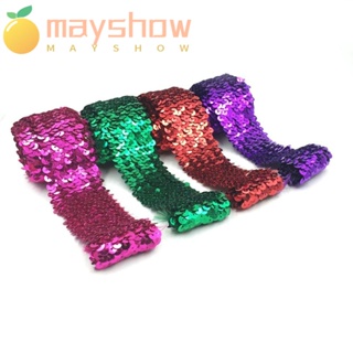 Mayshow ริบบิ้นลูกไม้ ประดับเลื่อม กลิตเตอร์ กว้าง 4.8 ซม. 1 ม. สําหรับตกแต่งเสื้อผ้า