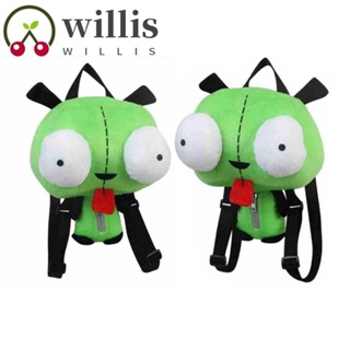 Willis กระเป๋าเป้สะพายหลัง แบบนิ่ม ลายอนิเมะ Alien Invader Zim 3d สีเขียว สําหรับตกแต่งห้อง