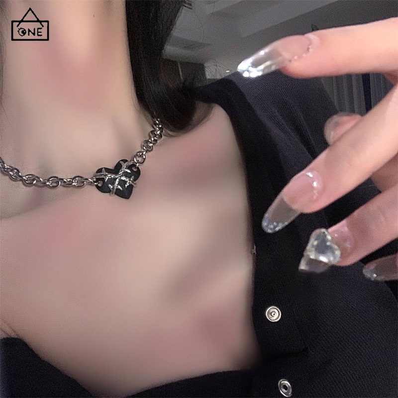 COD❤️สร้อยคอจี้หัวใจหนามสุดเท่Y2Kสไตล์ฮิปฮอปโซ่ไหปลาร้าแฟชั่นเครื่องประดับสำหรับผู้หญิง-a.one - รูปที่ 5