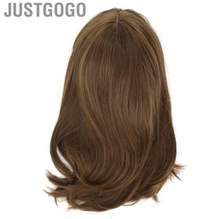 Justgogo 35cm/13.8Inches Brown Short Hair Wig Women Girl Natural Hairline Fake