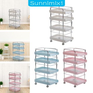 [Sunnimix1] รถเข็นม้วน 4 ชั้น พร้อมล้อ สําหรับตกแต่งบ้านตุ๊กตา 1:6 DIY