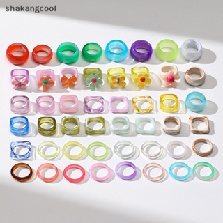 Shakangcool แหวนเรซิ่นน่ารัก สีแคนดี้ สไตล์เกาหลี เรียบง่าย เครื่องประดับแฟชั่น สําหรับผู้หญิง SGL