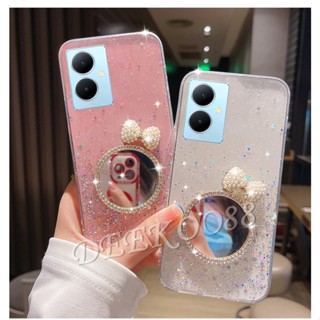 พร้อมส่ง เคสโทรศัพท์มือถือ TPU แบบนิ่ม ลายโบว์ 3D มีกระจกแต่งหน้า สําหรับ VIVOY27 VIVOY36 VIVOY78 VIVO Y27 Y36 Y78 Y02T Y02A 5G 4G