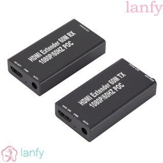 Lanfy สายเคเบิลขยายสัญญาณ HDMI Rj45 เป็น HDMI Cat5 6 60 ม. ความละเอียดสูง ขนาดเล็ก 60 ม.