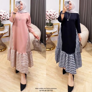 - Midi Dress Kayla Gamis Muslim Women Matt Antem Mic กล่องผ้าฝ้ายพรีเมี่ยมพอดีกับ XXL Jumbo Besar Casual Daily