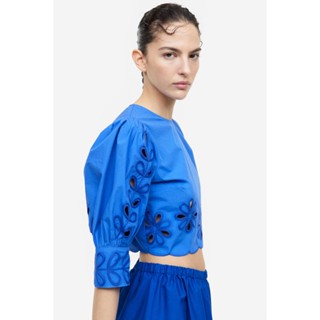 H&amp;M  Woman Puff-sleeved embroidered blouse 1153870_1