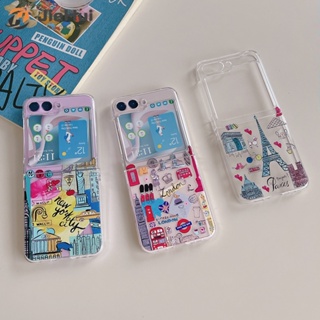 Jiehui เคสโทรศัพท์มือถือ ลายฉลาก New York London แฟชั่น สําหรับ Samsung Z Flip5