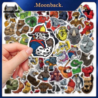 &lt;moonback&gt; สติกเกอร์ ลายสัตว์ กล้ามเนื้อ กันน้ํา สําหรับติดตกแต่งรถยนต์ กระเป๋าเดินทาง รถมอเตอร์ไซด์ สํานักงาน 60 ชิ้น ต่อชุด