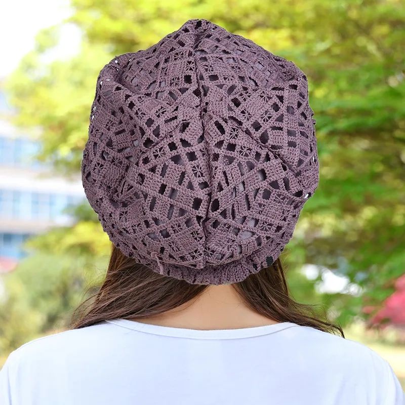 ฤดูใบไม้ผลิฤดูร้อน Double-Layer Hollow ดอกไม้ Soft-Brimed Peaked หมวกฤดูใบไม้ผลิฤดูใบไม้ร่วงหัวใหญ่เส้นรอบวง Pield HEAD หมวกหัวล้านฝาครอบผมสีขาวหมวกผู้หญิง ราคา ถูกที่สุด ดีลบีเคเค แกลเลอรีภาพที่ 5