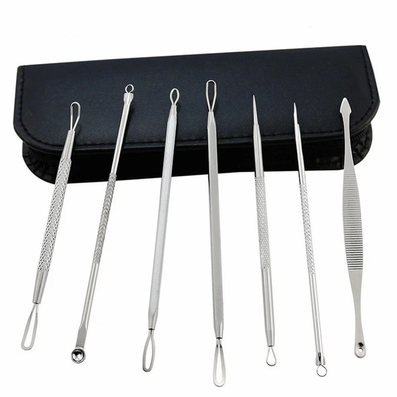 อุปกรณ์กดสิว ที่กดสิวสเตนเลส มืออาชีพ 7 ชิ้น ที่บีบสิวเสี้ยน เครื่องมือความงาม เซ็ทกด/บีบ/เจาะสิว  ที่กดสิวเสี้ยน สิวผด - รูปที่ 3