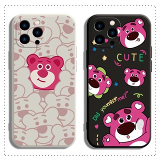 เคส iPhone 14 13 12 Pro Max Plus Mini โทรศัพท์มือถือ แบบนิ่ม ลาย Lotso สีดํา สีขาว สําหรับ