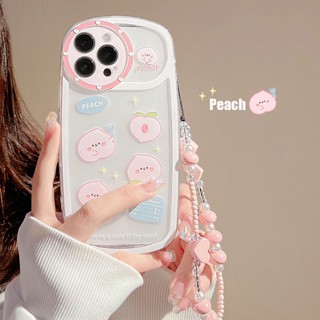 เคสโทรศัพท์มือถือ ลายพีช พร้อมสายคล้องมือ สําหรับ Iphone 14max 13 12 14promax 12 11