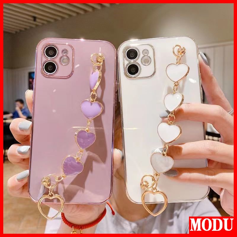 Modu เคสชุบ 6D กันกระแทก พร้อมโซ่แฟลช สําหรับ XiaoMi POCO F3 M3 X3 NFC X4 M4 K20 K30 K50 K60 Pro C40