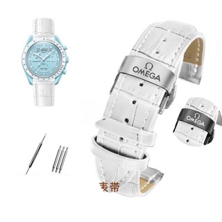 Omega Swatch นาฬิกาข้อมือ สายหนัง พร้อมหัวเข็มขัด ลายผีเสื้อ และโลโก้