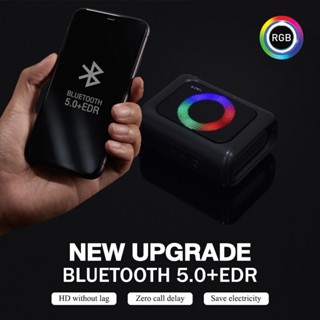 MINIMAL WIRELESS SPEAKER OKER T68 BLACK ลำโพงพกพาไฟ RGB