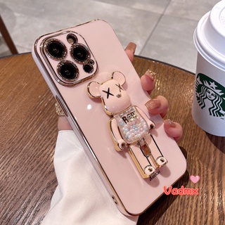 เคสโทรศัพท์มือถือซิลิโคน ลายการ์ตูนหมี Violent หรูหรา พร้อมขาตั้ง สําหรับ Xiaomi Mi Poco F4 F3 X3 GT 11 10 Lite 9 8 10S