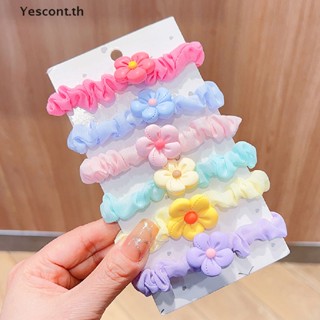 Yescont ยางรัดผมหางม้า พลาสติก ลายดอกไม้น่ารัก สีพื้น แฟชั่นฤดูใบไม้ผลิ สําหรับเด็กผู้หญิง