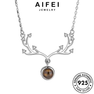 AIFEI JEWELRY ทอง แฟชั่น สร้อยคอ ต้นฉบับ ผู้หญิง แท้ ฉันรักคุณเขากวาง 925 Silver เกาหลี เครื่องประดับ เครื่องประดับ เงิน จี้ N39