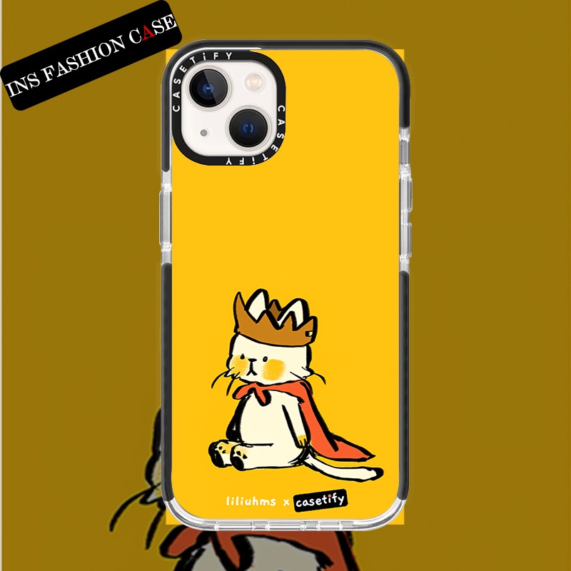 Casetify X liliuhms cat king เคสโทรศัพท์มือถือแบบนิ่ม ใส กันกระแทก สีดํา สําหรับ iPhone 14 13 12 11 Pro MAX IX XS MAX XR 6 6s 7 8 Plus