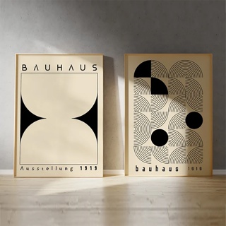 Bauhaus โปสเตอร์ภาพวาดผ้าใบ รูปเรขาคณิต สไตล์โบโฮ โมเดิร์น สําหรับตกแต่งผนังบ้าน ห้องนั่งเล่น