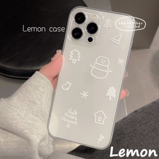 [Lemon] เคสโทรศัพท์มือถือแบบใส ลายสโนว์แมน คริสต์มาสน่ารัก สําหรับ iPhone 14 14pro 14promax 14plus 13 13pro 13promax 7 8 7plus 8plus 11 12 XR XSMAX 12pro 11promax 12promax