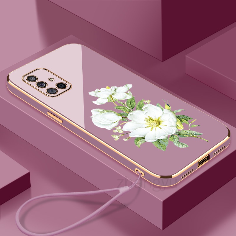 กรณีjasmine flowe Samsung A51 4G A71 4G A515F A715F M51 M52 M11 เคสโทรศัพท์บางเฉียบElectroplating Smoothเคสโทรศัพท์ที่มีขอบมุมขวาซิลิโคนกันกระแทกดอกไม้เคสโทรศัพท์ - รูปที่ 2