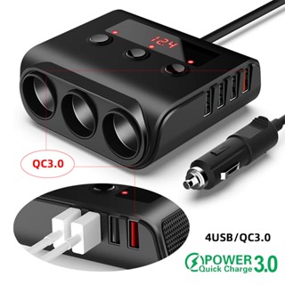 อะแดปเตอร์ที่จุดบุหรี่ 120W ชาร์จเร็ว 3.0 12V 24V 3 ซ็อกเก็ต ช่องเสียบ DC พร้อม 8.5A 4 พอร์ต USB ที่ชาร์จในรถยนต์