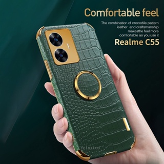 เคสโทรศัพท์มือถือหนัง กันกระแทก พร้อมแหวนแม่เหล็ก หรูหรา สําหรับ Realme C55 C 55 RealmeC55 NFC 2023 RMX3710