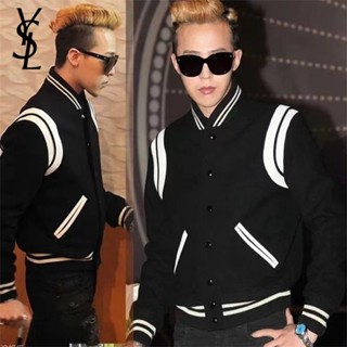 Ysl SLP เสื้อแจ็กเก็ตเบสบอล หนัง 100% กันลม สไตล์คลาสสิก สําหรับผู้ชาย และผู้หญิง