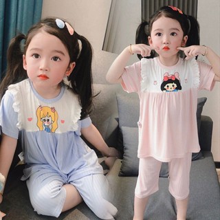 ชุดนอน แบบบาง ลายการ์ตูนน่ารัก แฟชั่นฤดูร้อน สําหรับเด็กผู้หญิง 2023
