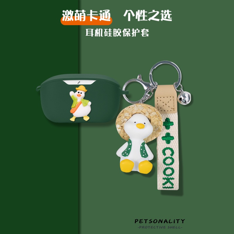 Cartoon Cute Duck For JBL Wave Buds Protective Case Creative Space Astronaut Keychain Pendant JBL Wa