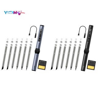 Fnirsi HS-01 หัวแร้งไฟฟ้าอัจฉริยะ และหัวแร้งบัดกรี PD 65W ปรับอุณหภูมิได้ ทําความร้อนเร็ว 6 ชิ้น
