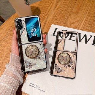 เคสมือถือ แบบพับได้ ลายผีเสื้อ พร้อมตัวยึด หรูหรา สําหรับ OPPO Find N2 OPPO Find N2Flip