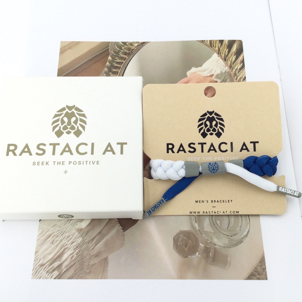 RASTAClAT สร้อยข้อมือถักพร้อมกล่องพรีเมี่ยมสีขาวสีน้ําเงินจับคู่ STRIPES STARS Series รุ่นพิเศษสร้อยข้อมืออุปกรณ์ทอสําหรับผู้ชายทุกวัย ผู้หญิง