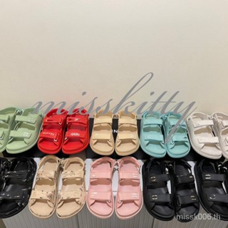 โคโค่220125 รองเท้าแตะ Velcro jely ส้นแบน สีแคนดี้ สําหรับผู้หญิง