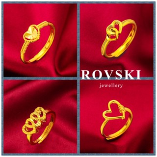 Rovski แฟชั่นเกาหลี พร้อมส่ง เครื่องประดับ มินิมอล หรูหรา ร่ํารวย ผู้หญิง แหวนชุบทอง นําโชค