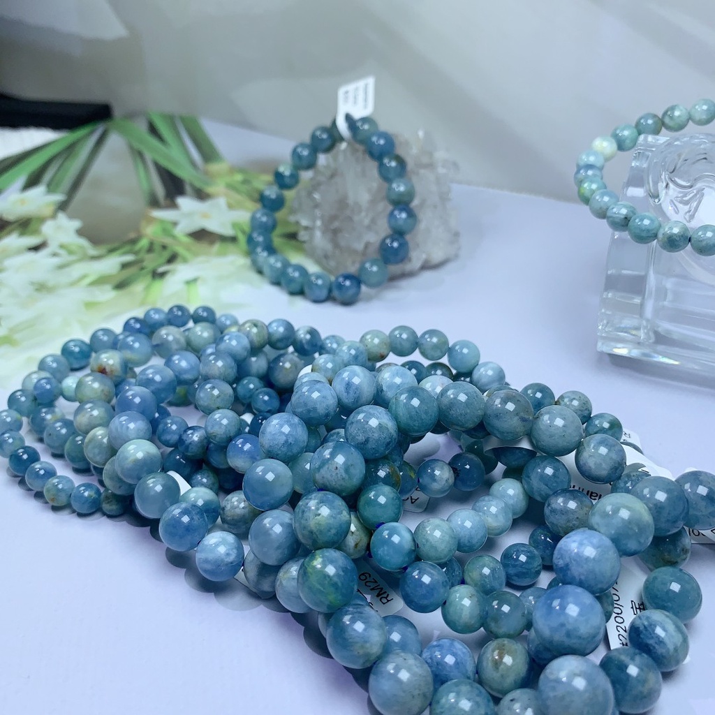 Aquamarine คริสตัลธรรมชาติ สีฟ้า สีเขียว สองสี พร้อมใบรับรอง สไตล์พระ แฟชั่น เข้ากับทุกการแต่งกาย