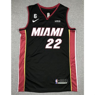 【3 สไตล์】เสื้อกีฬาแขนสั้น ลายทีม nba Miami Heat No. 2023 เสื้อกีฬาบาสเก็ตบอล คอวี Butler สีดํา 22 ชิ้น