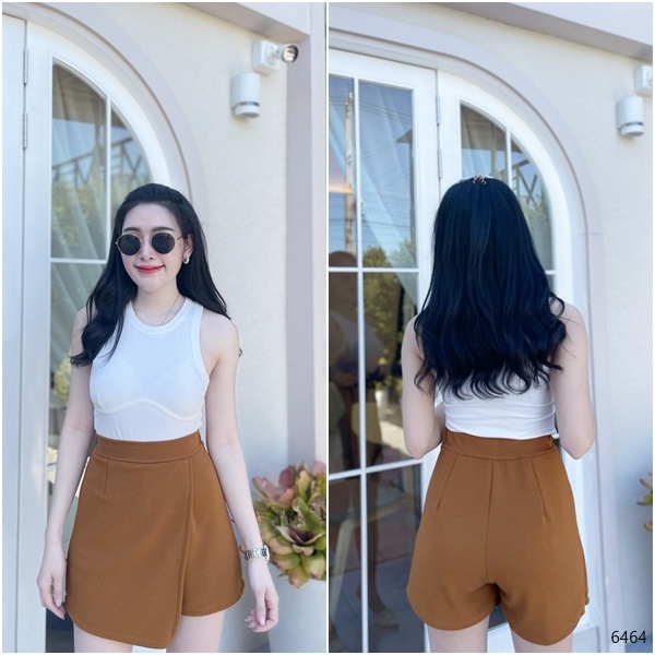 (ฟรีไซต์)(รูปถ่ายสินค้าจริง) กระโปรงกางเกง ผ้าวูลเวฟ ใส่สบาย มี 9 สี (K6464)(ค7,8)