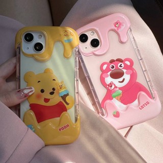 เคสโทรศัพท์มือถือแบบใส ลายการ์ตูนหมีไอศกรีม สตรอเบอร์รี่ 3D น่ารัก สําหรับ iPhone 14 Pro Max iPhone 11 12 13 Pro Max