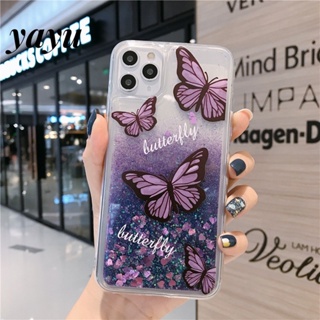 yayu ผีเสื้อ ใส กลิตเตอร์ ของเหลว วิบวับ ทรายดูด แวววาว บาง นิ่ม TPU เคสใส Iphone 14 13 Pro Max 12 11 XSMAX xr 7 8plus 6splus ZDL0150