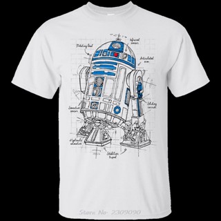 เสื้อยืดแขนสั้น พิมพ์ลาย R2D2 แฟชั่น ของขวัญวันพ่อ