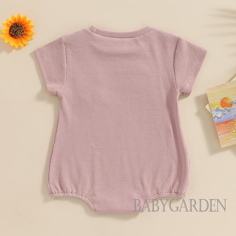 Babygarden-0-24 เดือน ชุดรอมเปอร์ คอกลม แขนสั้น สีพื้น มีกระเป๋าหน้าอก แฟชั่นฤดูร้อน สําหรับเด็ก