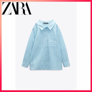 Zara ใหม่ เสื้อเชิ้ต ลายทาง สําหรับผู้หญิง