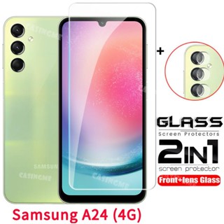 2 in 1 ฟิล์มกระจกนิรภัยกันรอยหน้าจอ และเลนส์กล้อง 2 in 1 สําหรับ Samsung Galaxy A24 A34 A54 M14 5G 24A A 24 SamsungA24 4G A24 2023