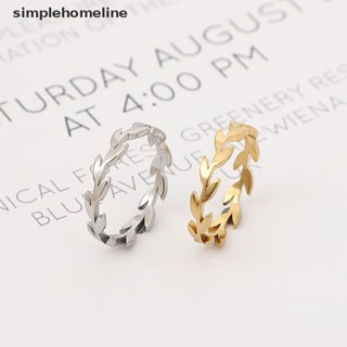 [simplehomeline] แหวนสเตนเลส แบบเปิด รูปใบไม้ เครื่องประดับแฟชั่น สําหรับผู้หญิง