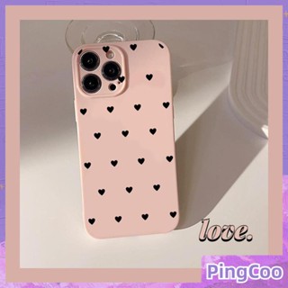 สำหรับ iPhone 11 เคสไอโฟนฟิล์มเคลือบเงาสีชมพูเคส TPU อ่อนกันกระแทกเคสรูปถ่ายกล้องป้องกันสีดำ Little Heart ใช้ได้กับ iPhone 14 13 Pro max 12 Pro Max xr xs max 7 8